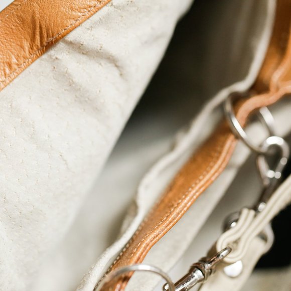 Light Camel Eel Skin Leather Oval OOAk Unique Tote - Picture 8 of 11